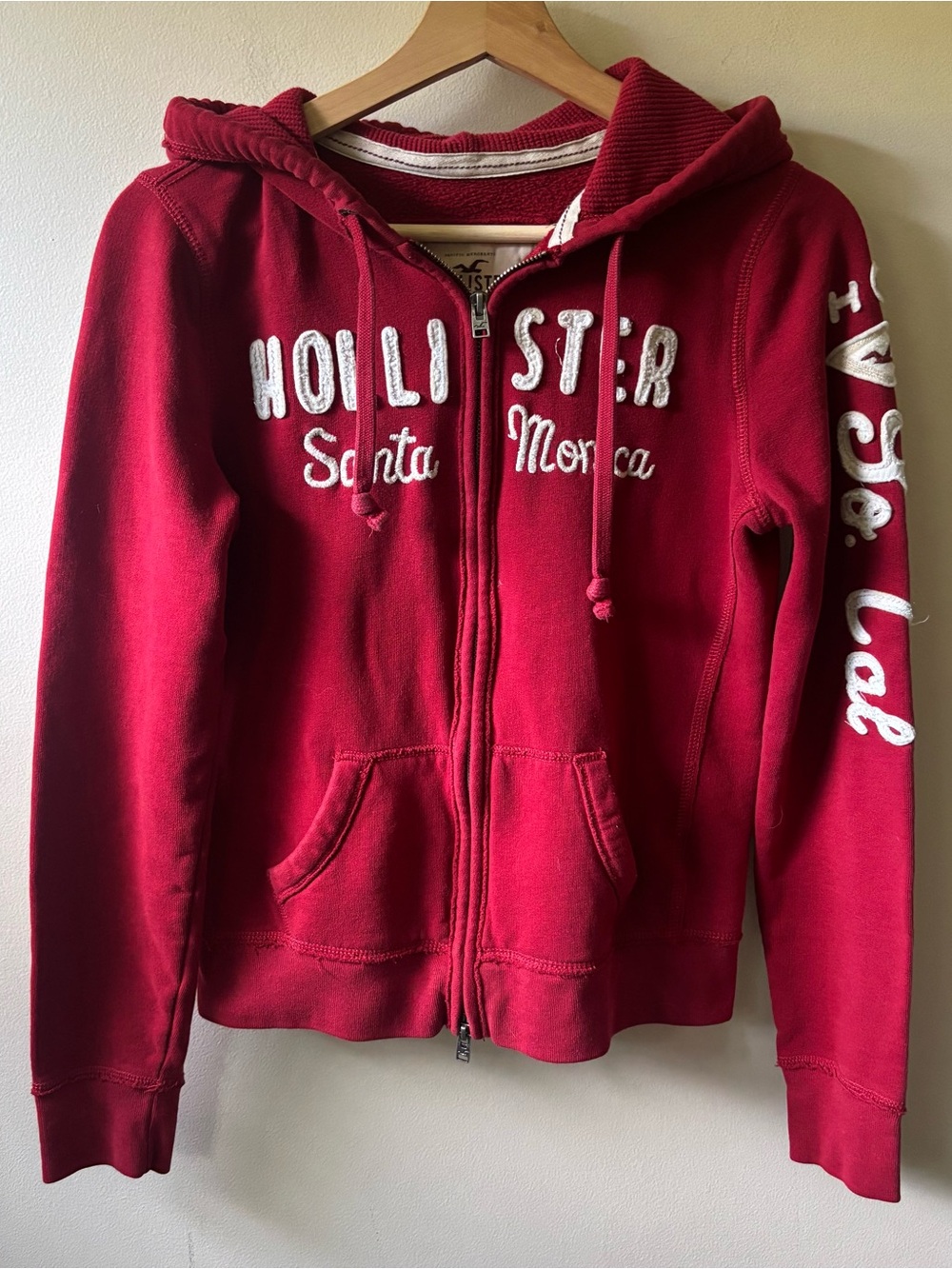 Y2K Hollister Red Zip-Up Hoodie